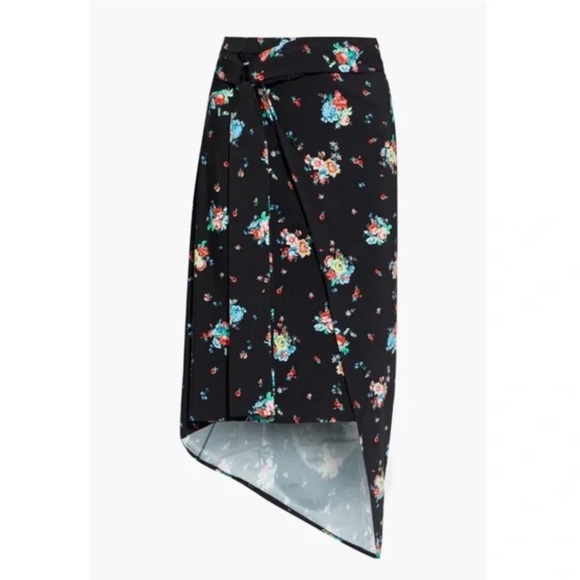 Paco Rabanne Dresses & Skirts - Paco Rabanne Black Floral Asymmetrical Skirt